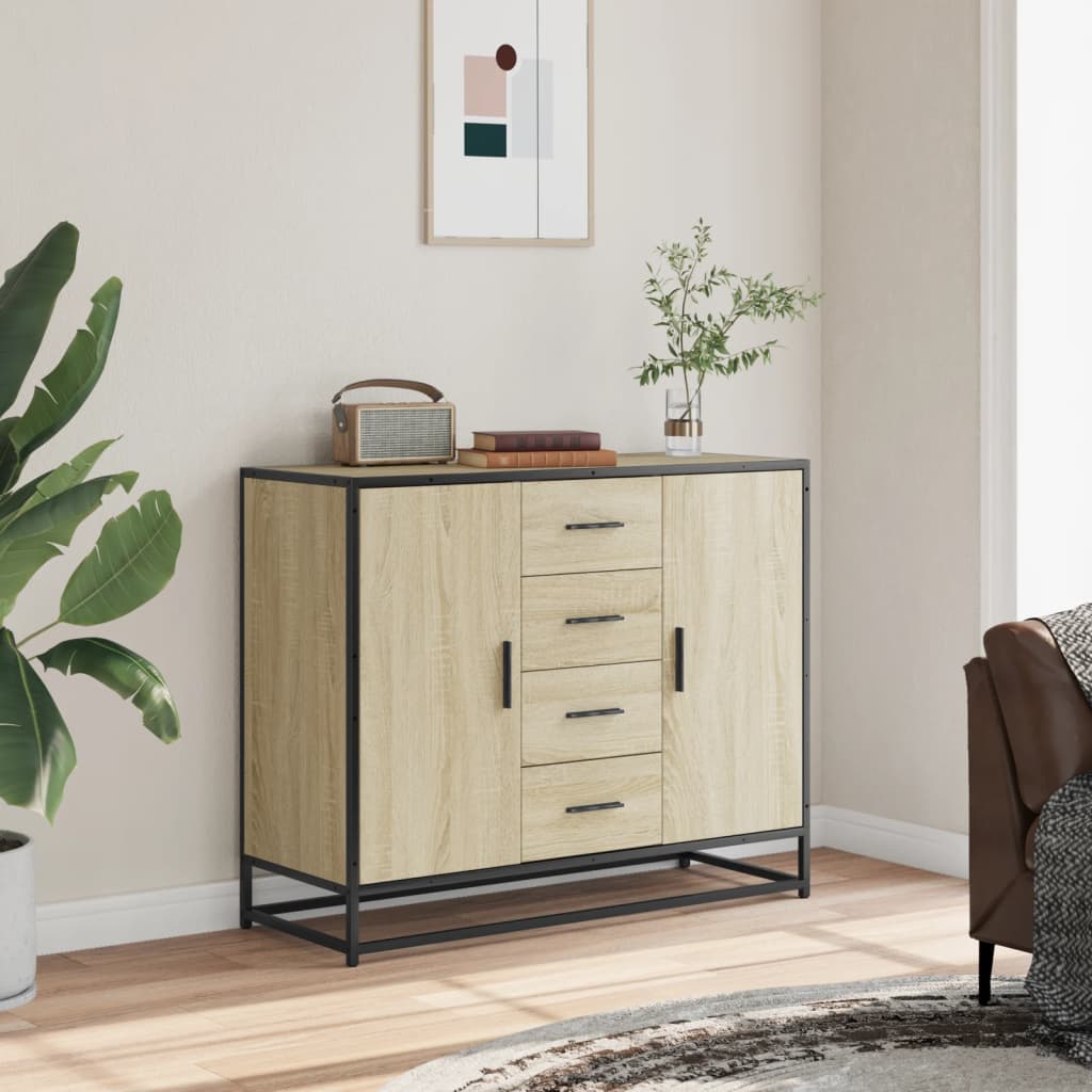 Buffet chêne sonoma 92x35x76 cm bois d'ingénierie