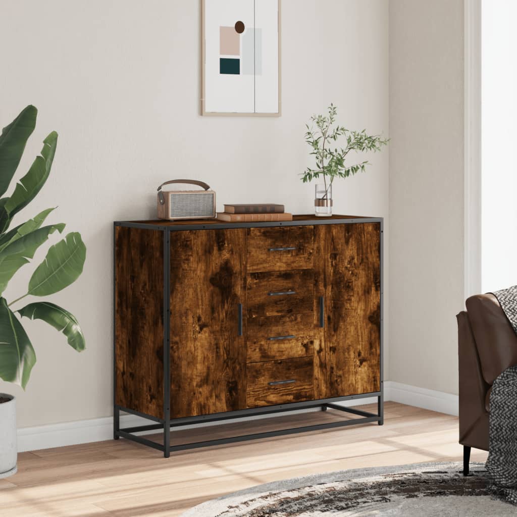 Buffet chêne fumé 92x35x76 cm bois d'ingénierie - XIOS