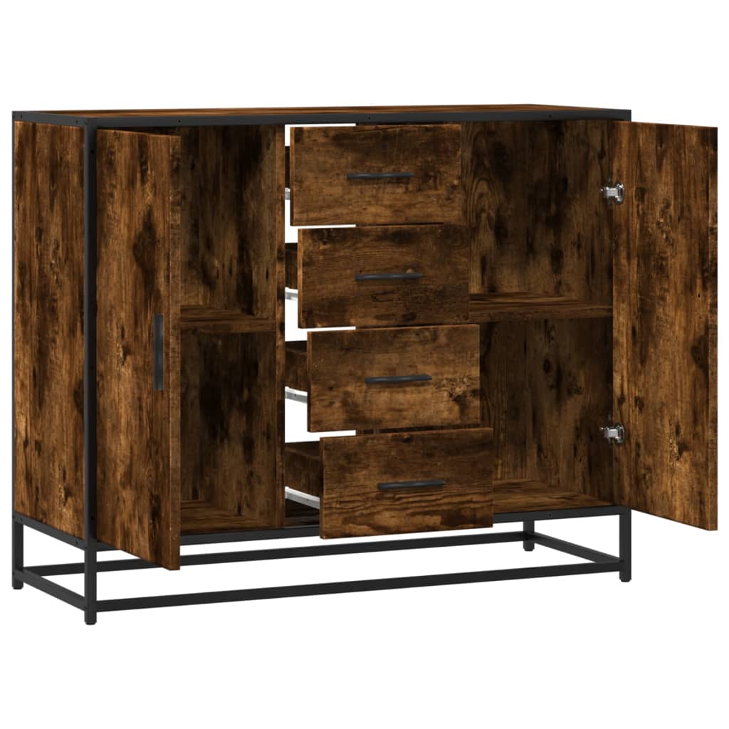Buffet chêne fumé 92x35x76 cm bois d'ingénierie - XIOS