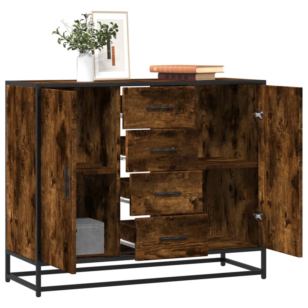 Buffet chêne fumé 92x35x76 cm bois d'ingénierie - XIOS
