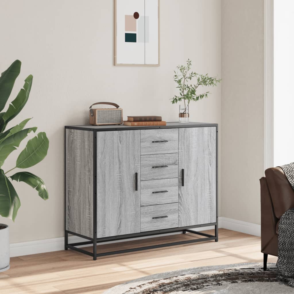 Buffet sonoma gris 92x35x76 cm bois d'ingénierie - XIOS
