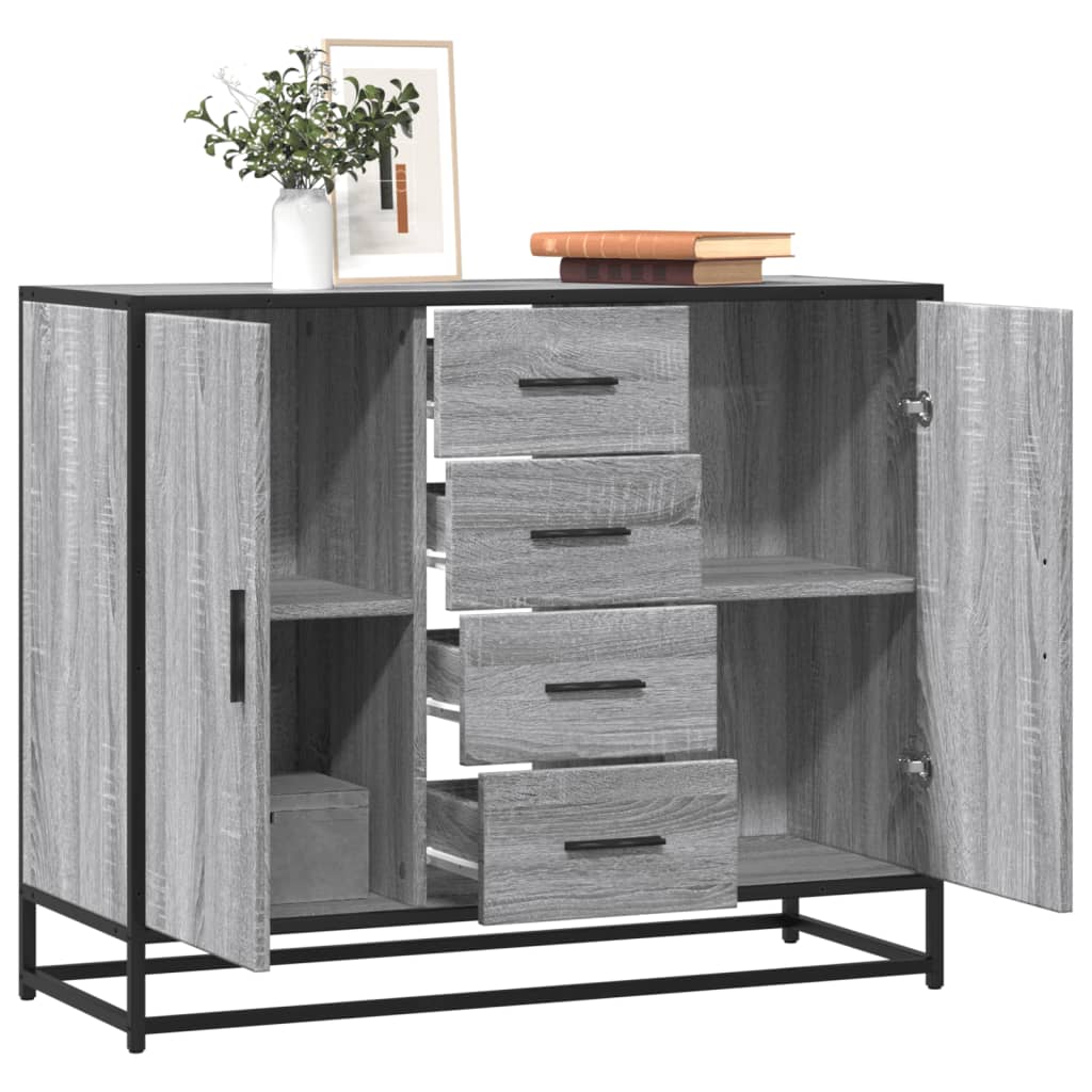 Buffet sonoma gris 92x35x76 cm bois d'ingénierie - XIOS