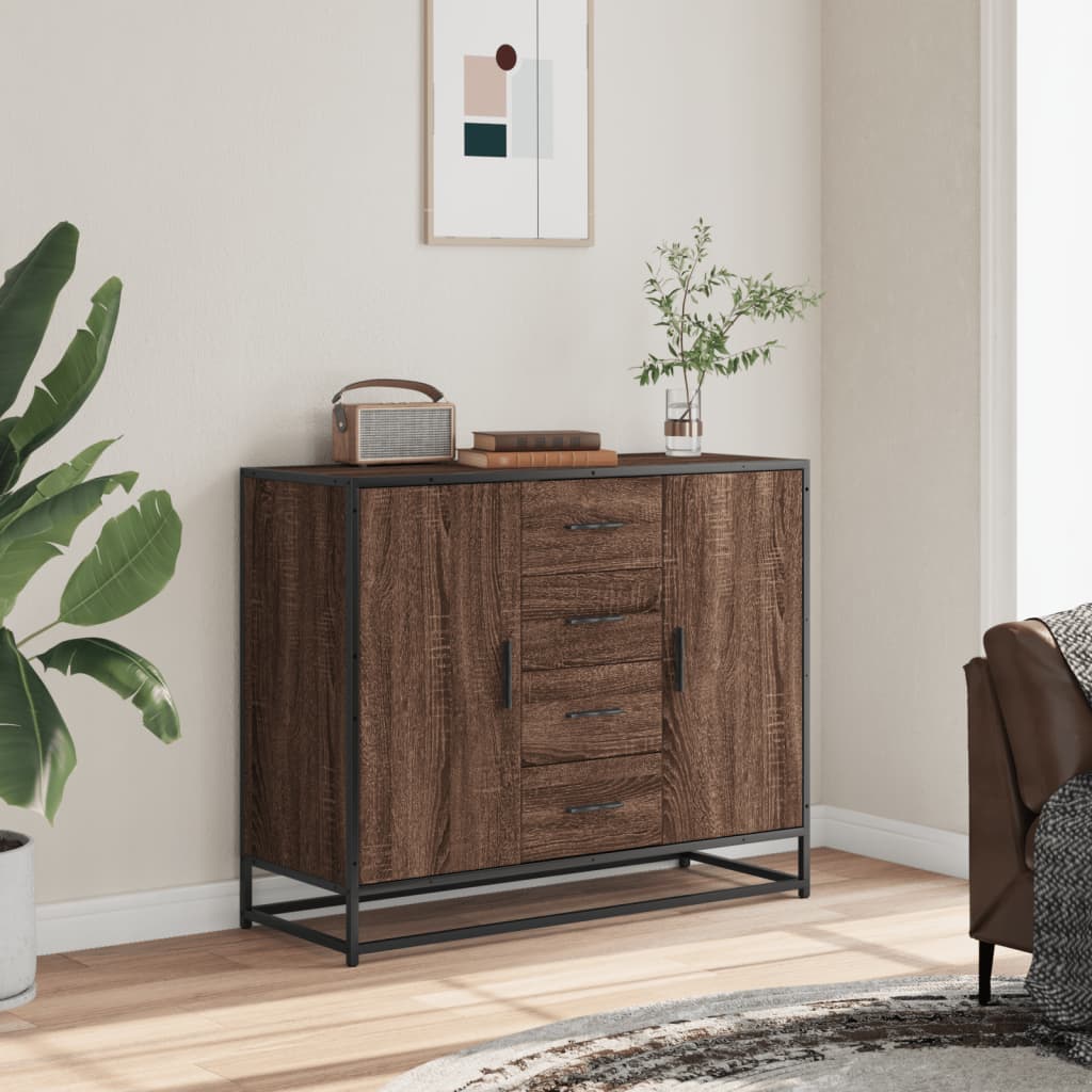 Buffet chêne marron 92x35x76 cm Bois d'ingénierie