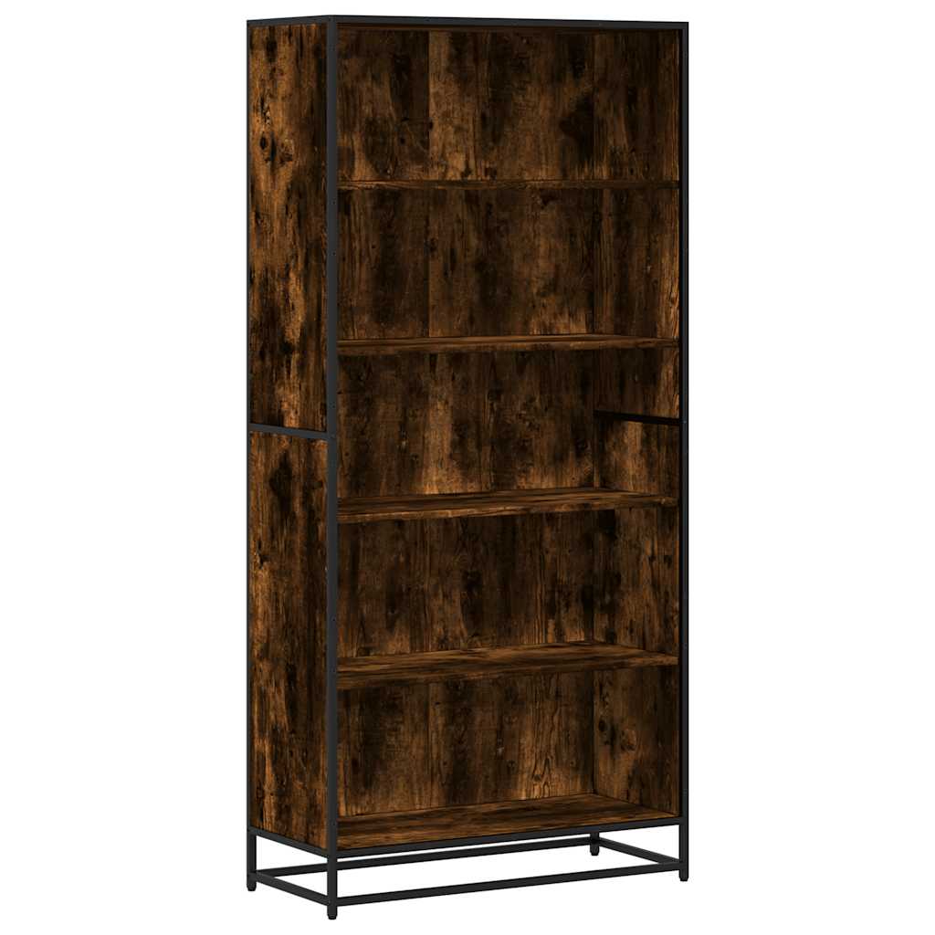 Bibliothèque chêne fumé 80,5x35x170,5 cm bois d'ingénierie - XIOS