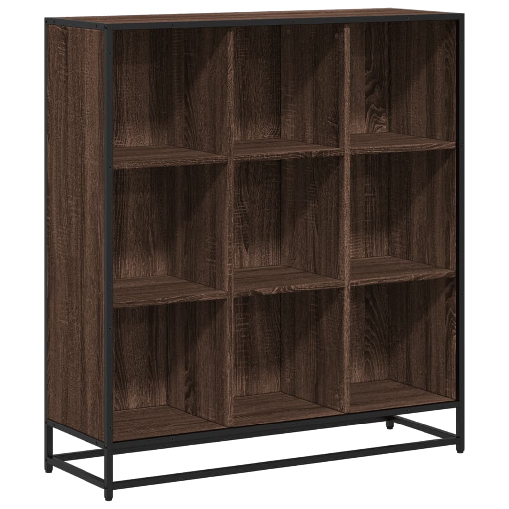 Bibliothèque chêne marron 97,5x33x107,5cm bois ingénierie métal - XIOS
