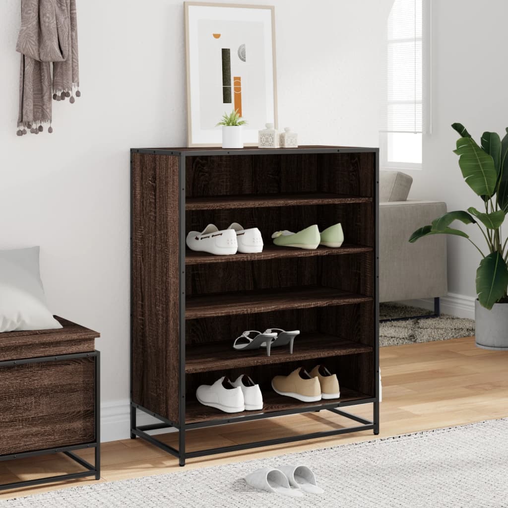 Meuble à chaussures chêne marron bois d'ingénierie et métal - XIOS