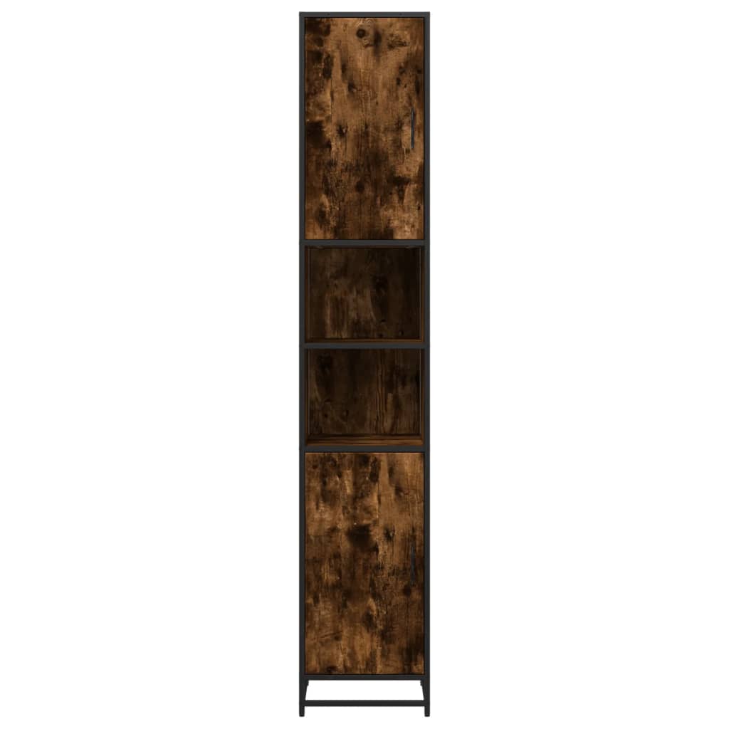 Armoire de salle de bain chêne fumé bois d'ingénierie et métal
