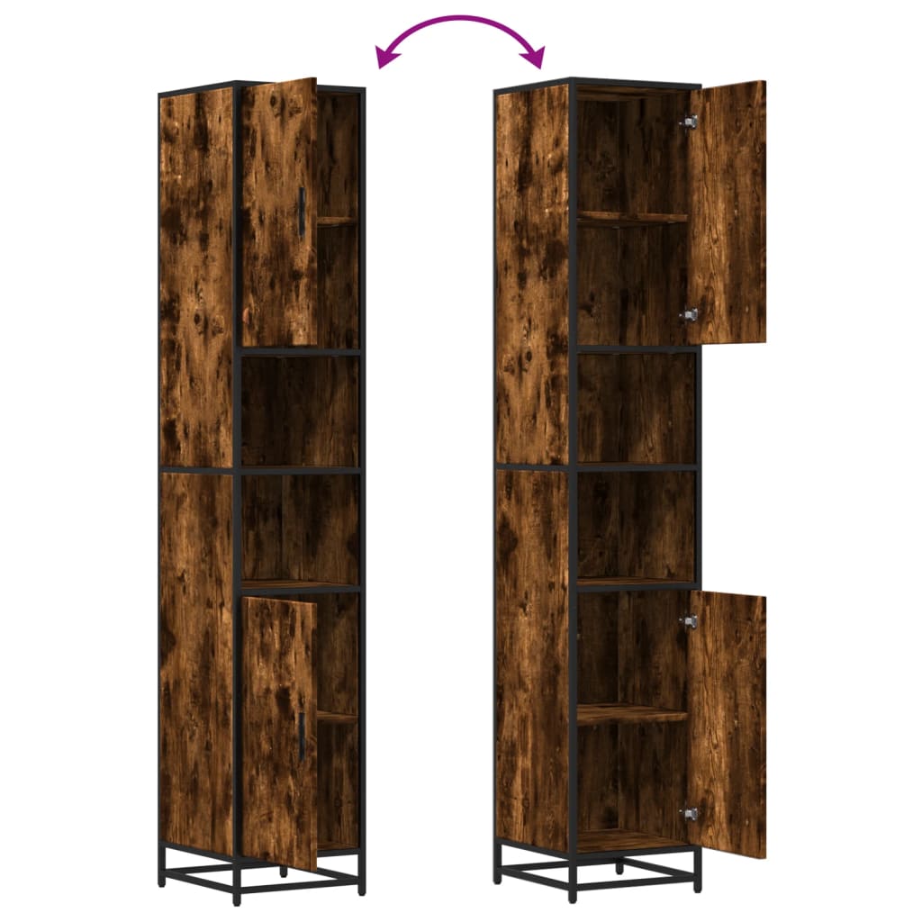 Armoire de salle de bain chêne fumé bois d'ingénierie et métal