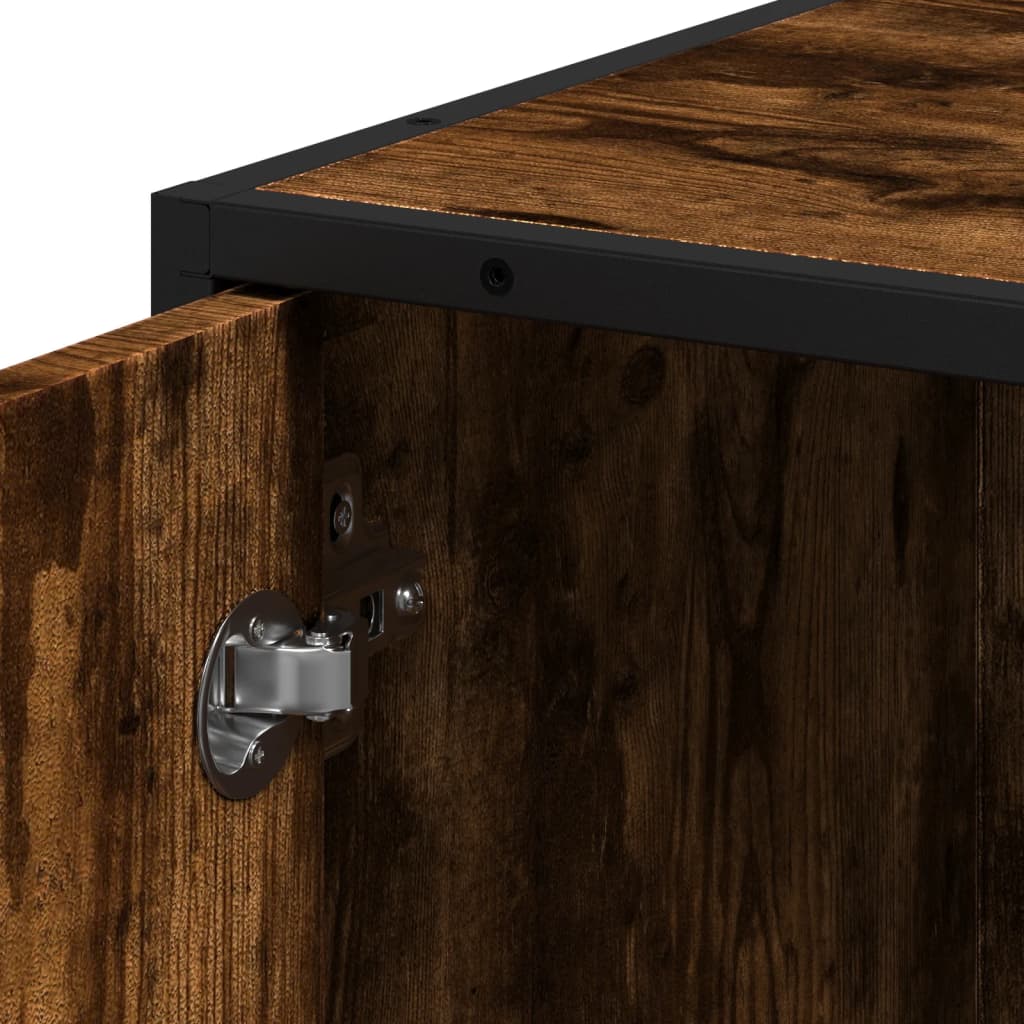 Armoire de salle de bain chêne fumé bois d'ingénierie et métal