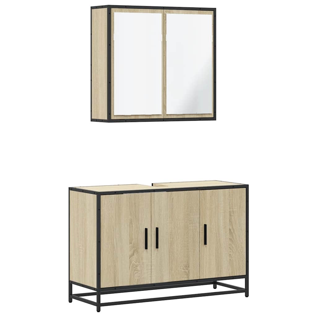 Ensemble de meubles de salle de bain 2 pcs chêne sonoma