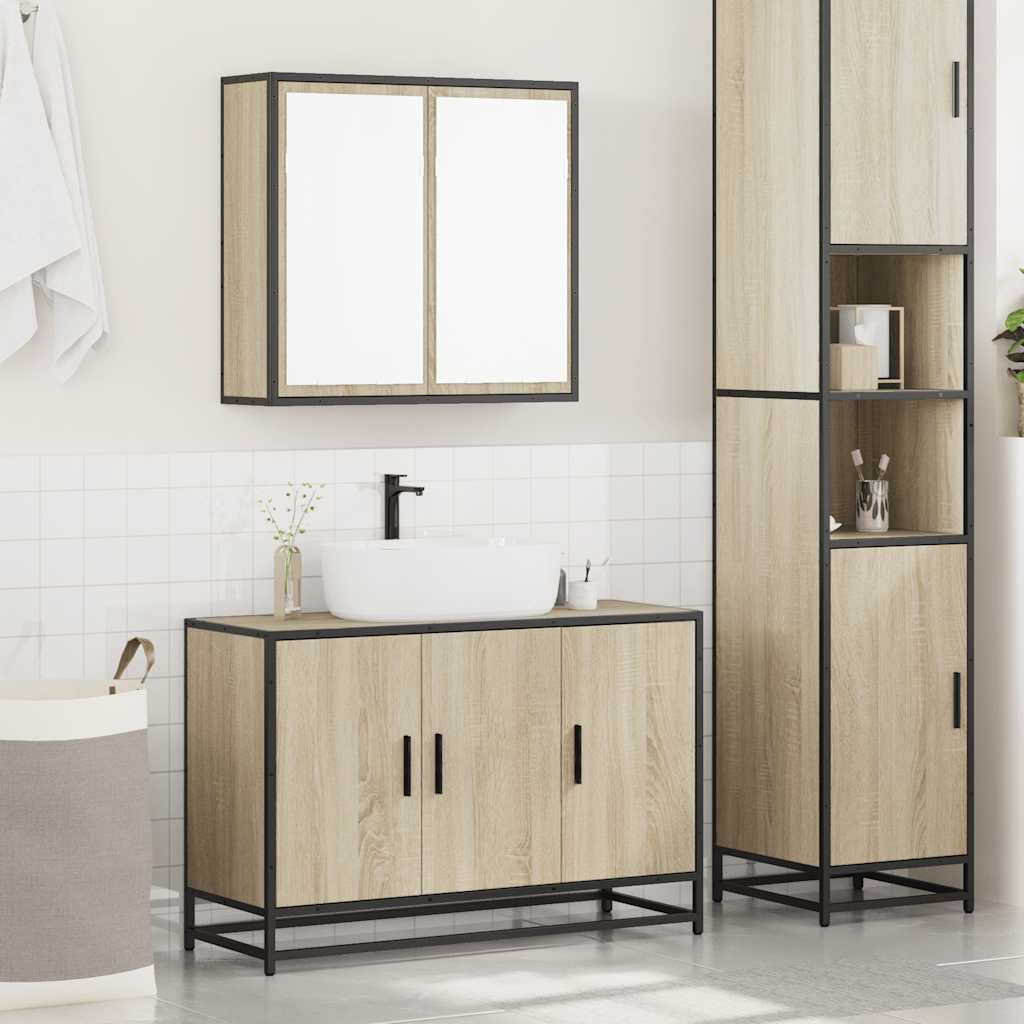 Ensemble de meubles de salle de bain 2 pcs chêne sonoma