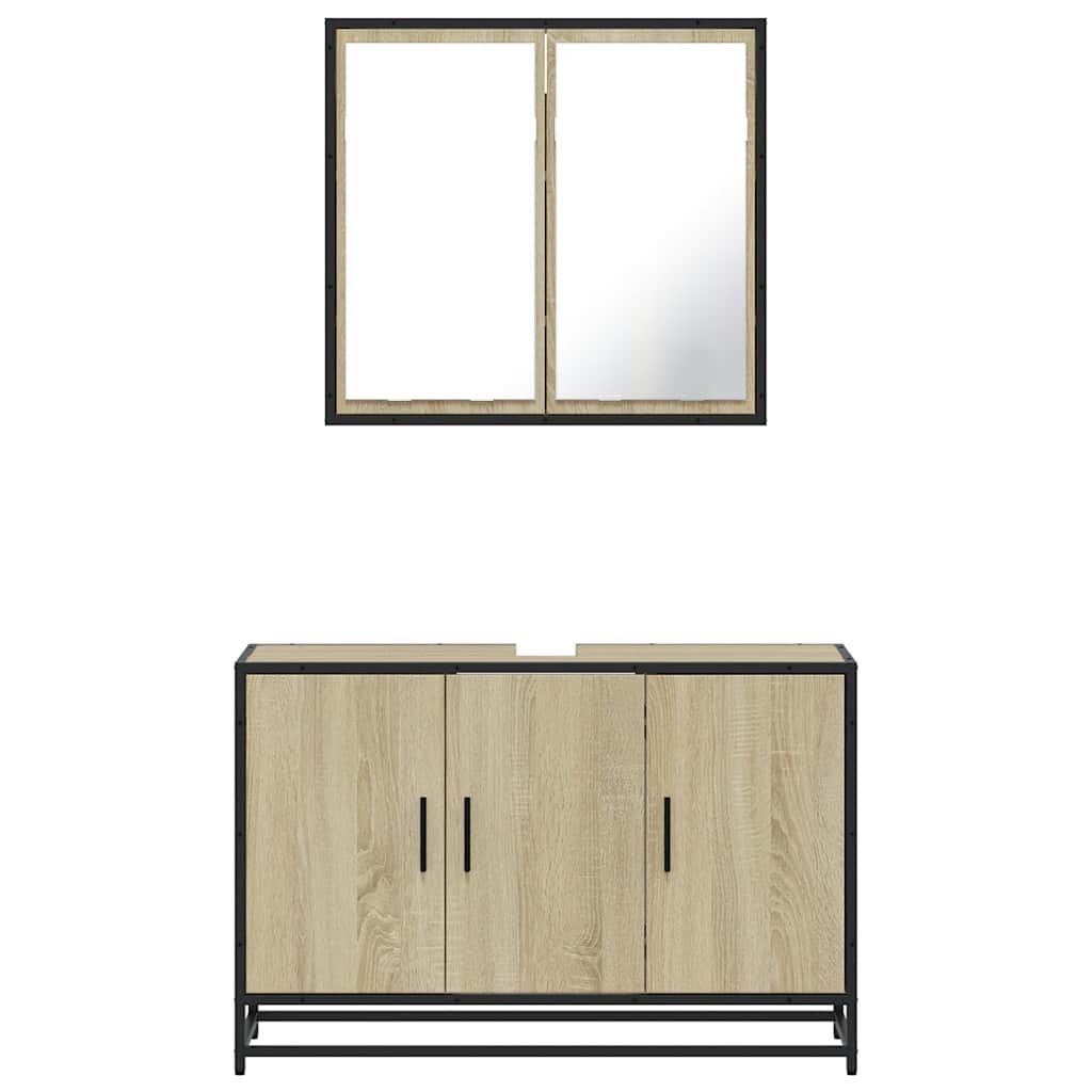 Ensemble de meubles de salle de bain 2 pcs chêne sonoma