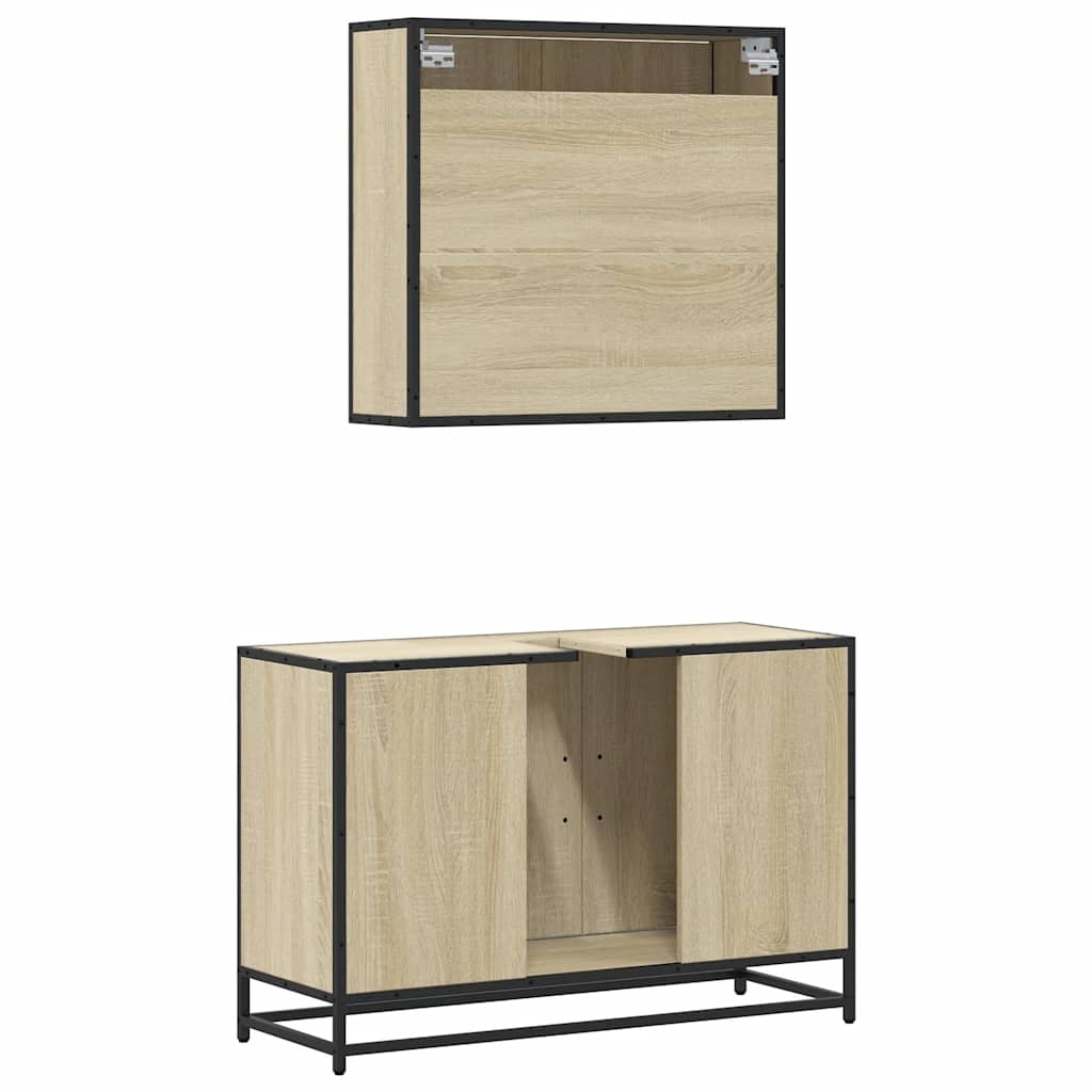 Ensemble de meubles de salle de bain 2 pcs chêne sonoma