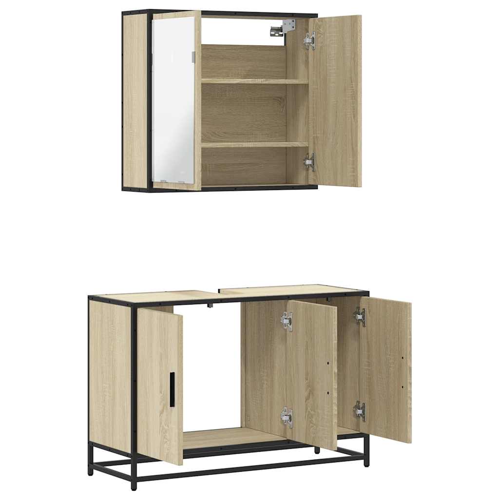 Ensemble de meubles de salle de bain 2 pcs chêne sonoma