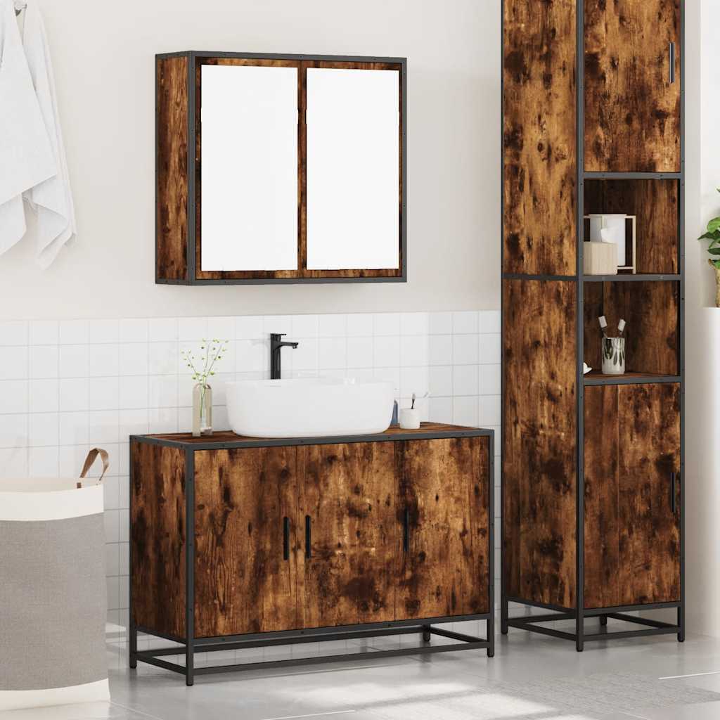Ensemble de meubles de salle de bain 2 pcs Chêne fumé