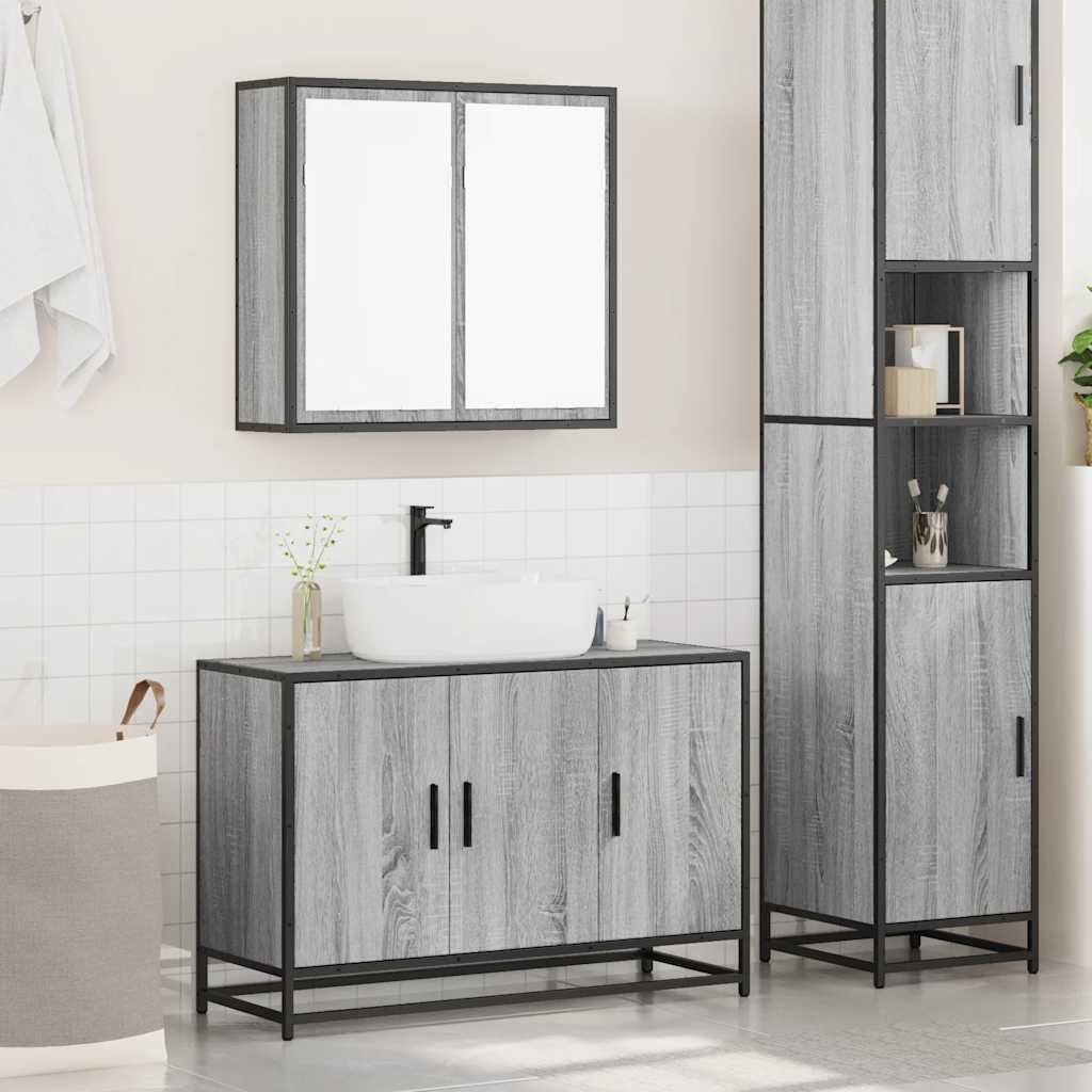 Ensemble de meubles de salle de bain 2 pcs Sonoma gris