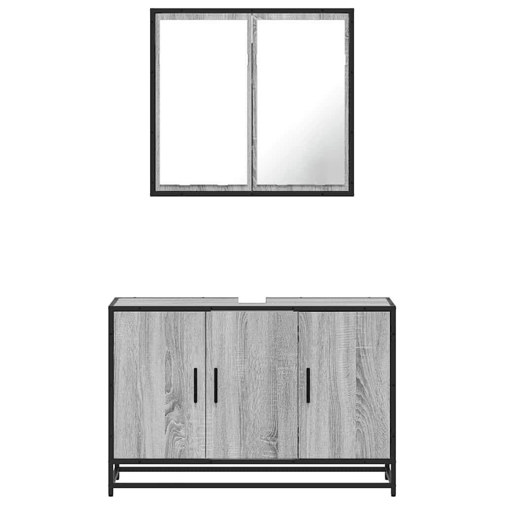 Ensemble de meubles de salle de bain 2 pcs Sonoma gris