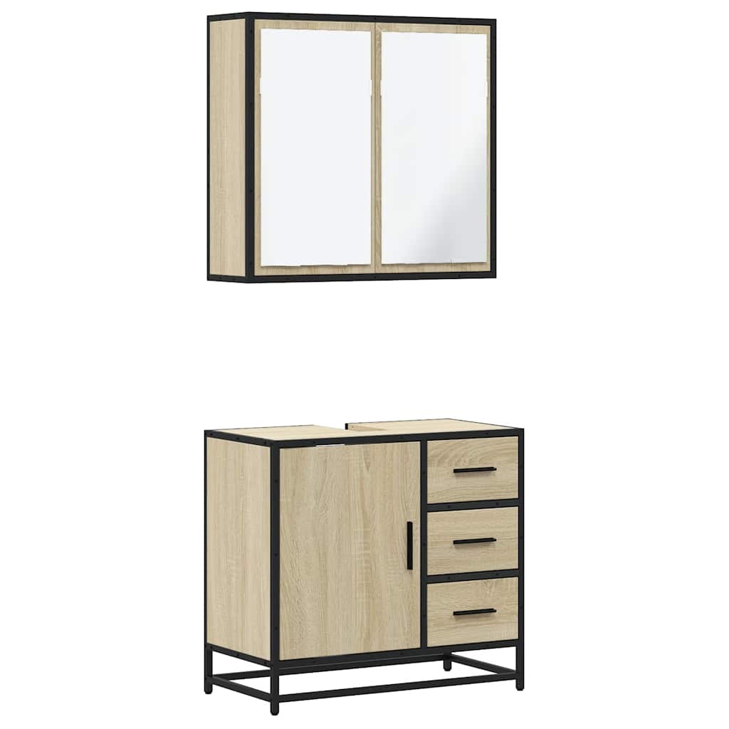Ensemble de meubles de salle de bain 2 pcs chêne sonoma