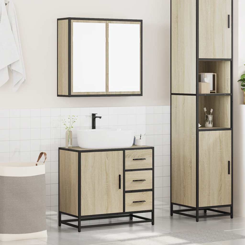 Ensemble de meubles de salle de bain 2 pcs chêne sonoma