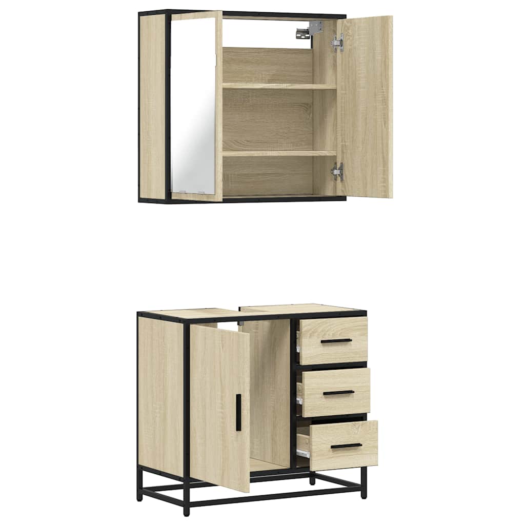Ensemble de meubles de salle de bain 2 pcs chêne sonoma