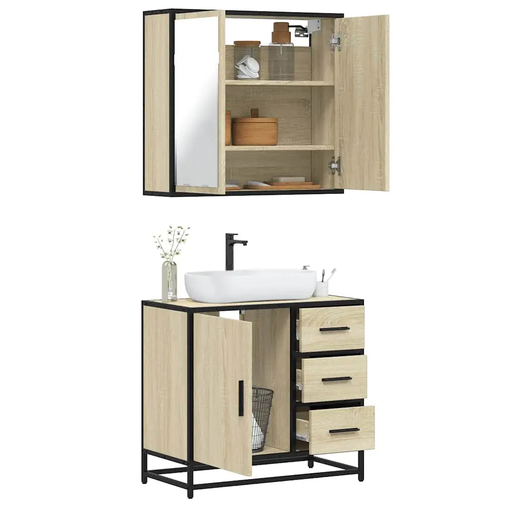 Ensemble de meubles de salle de bain 2 pcs chêne sonoma - XIOS
