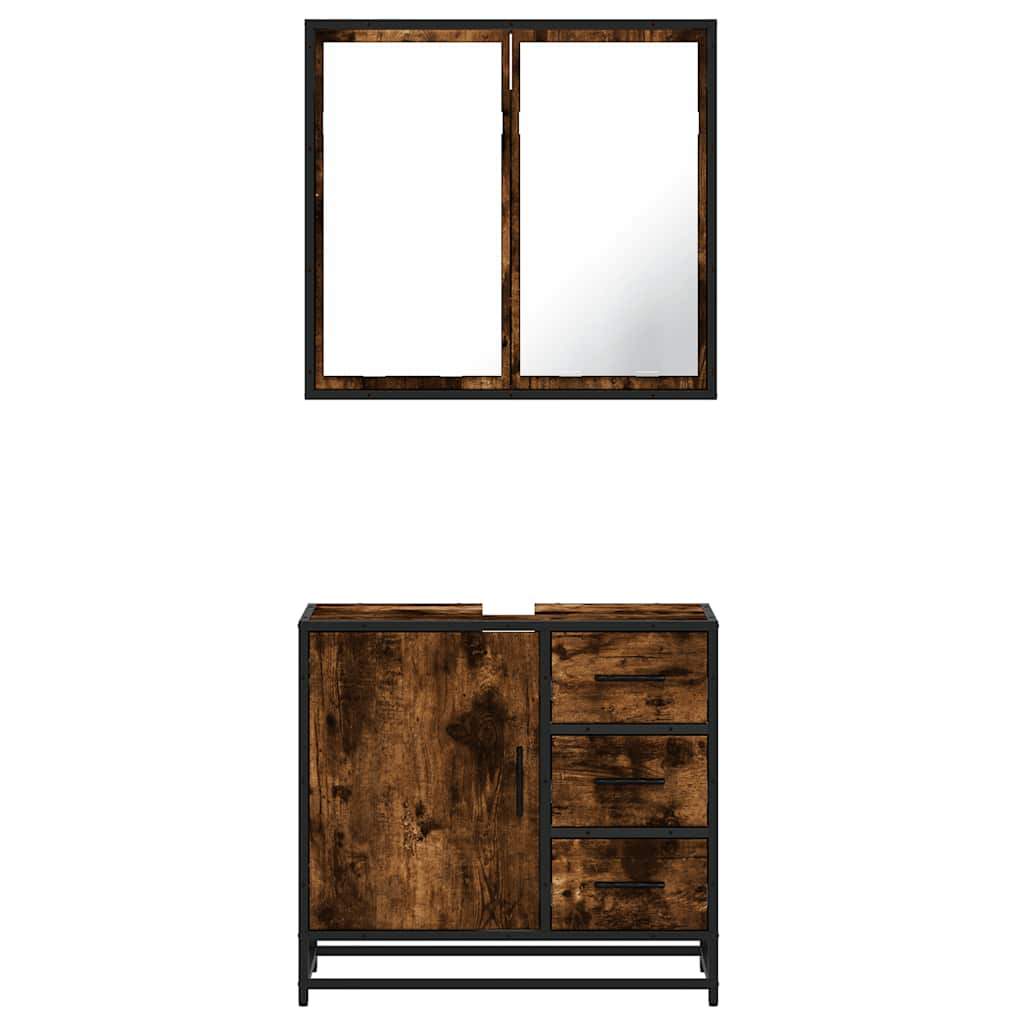 Ensemble de meubles de salle de bain 2 pcs Chêne fumé