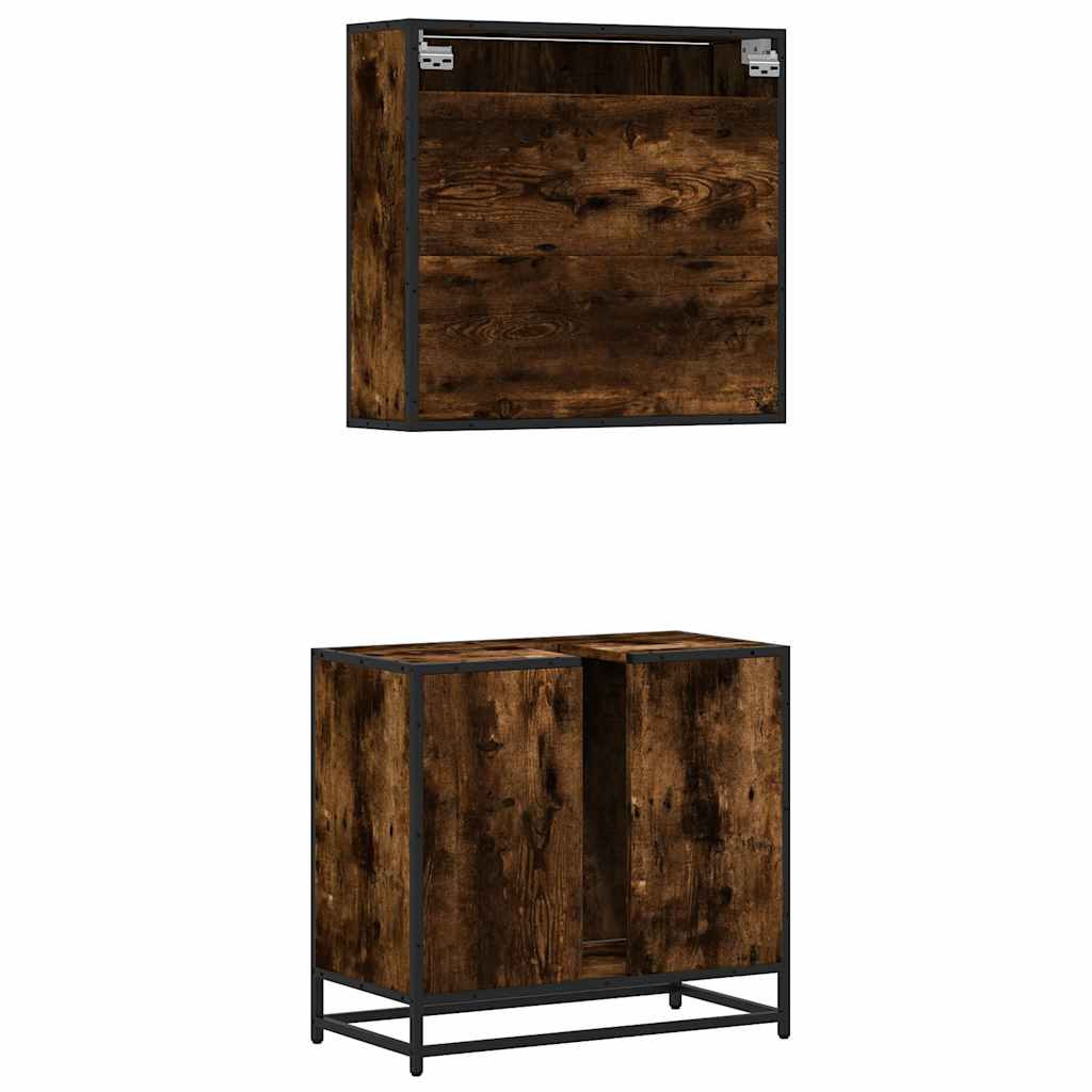 Ensemble de meubles de salle de bain 2 pcs Chêne fumé