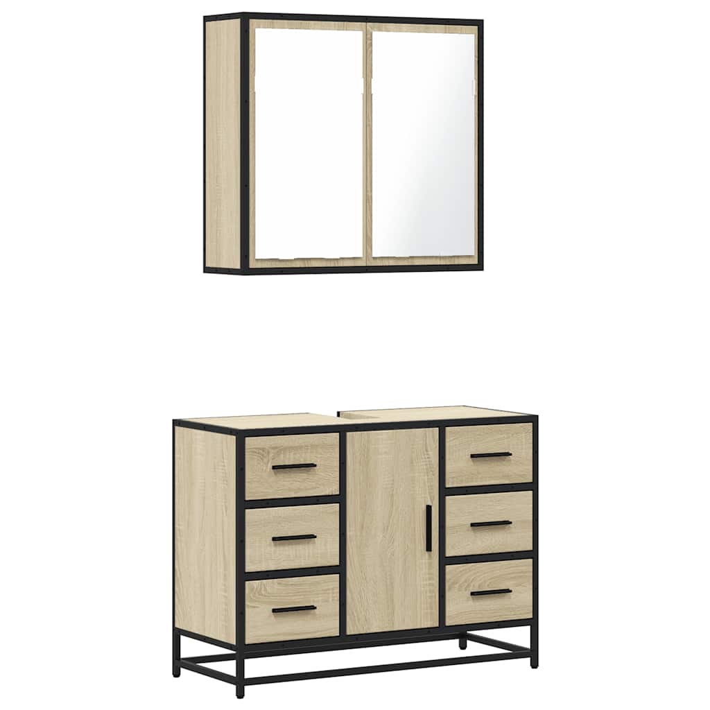 Ensemble de meubles de salle de bain 2 pcs chêne sonoma