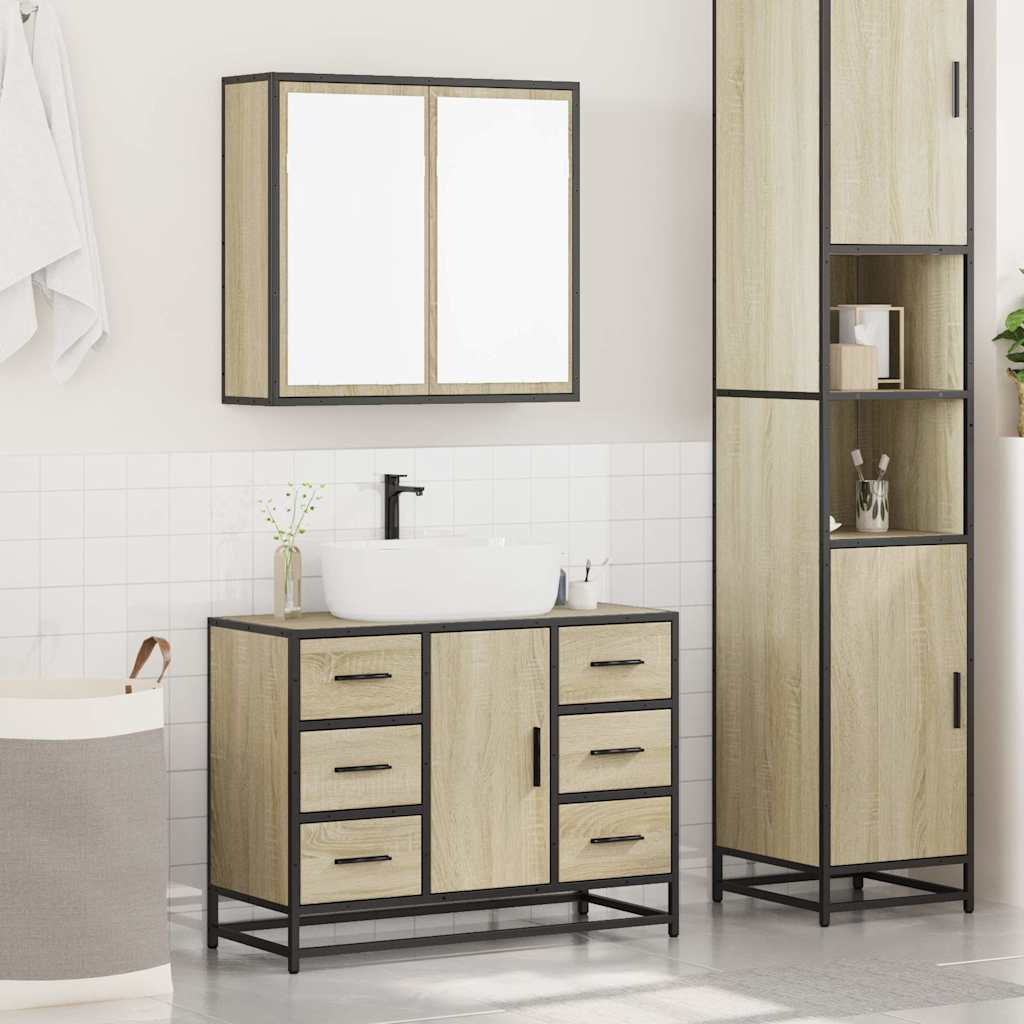 Ensemble de meubles de salle de bain 2 pcs chêne sonoma