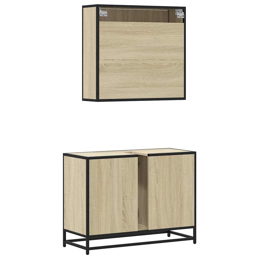 Ensemble de meubles de salle de bain 2 pcs chêne sonoma