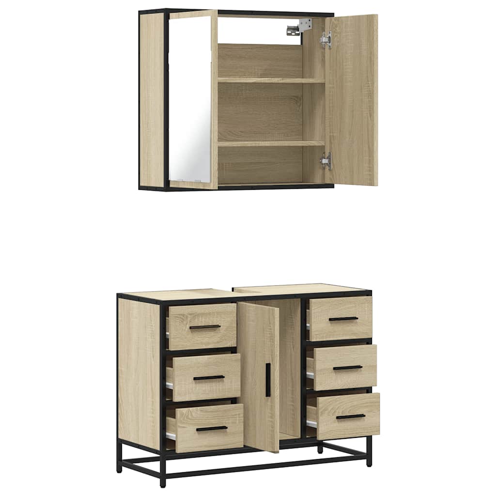 Ensemble de meubles de salle de bain 2 pcs chêne sonoma