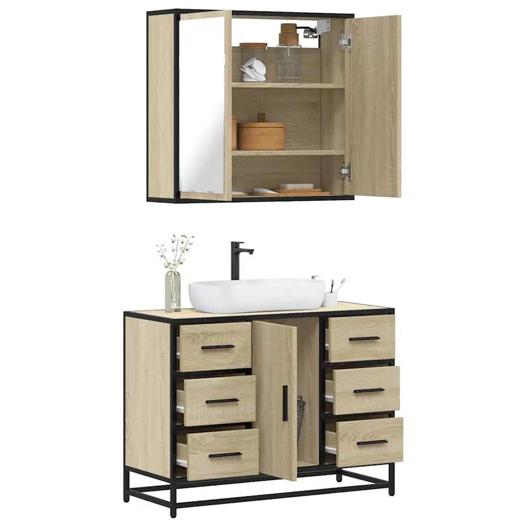 Ensemble de meubles de salle de bain 2 pcs chêne sonoma - XIOS