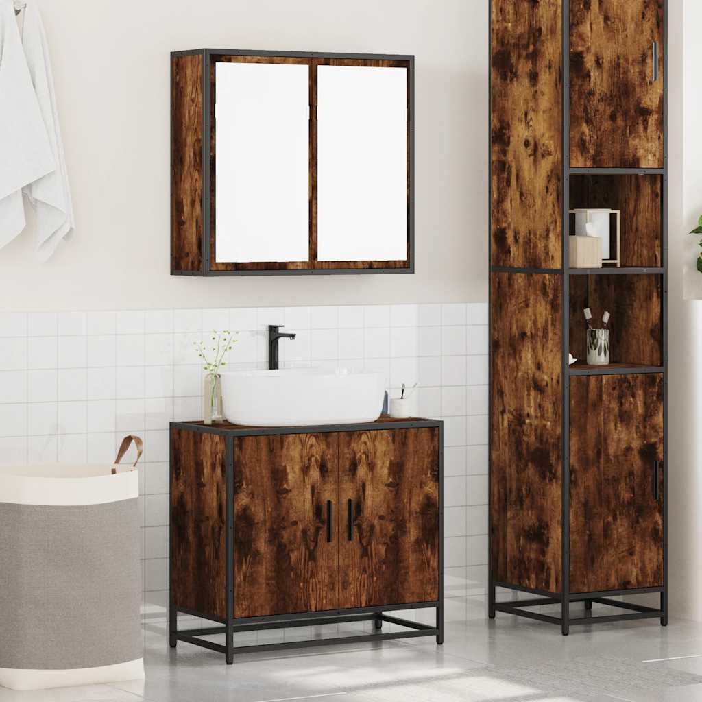 Ensemble de meubles de salle de bain 2 pcs Chêne fumé