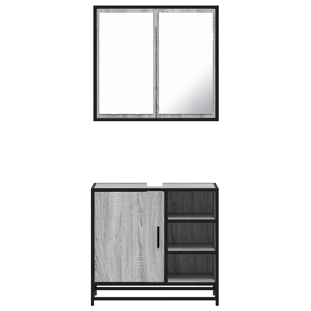 Ensemble de meubles de salle de bain 2 pcs Sonoma gris