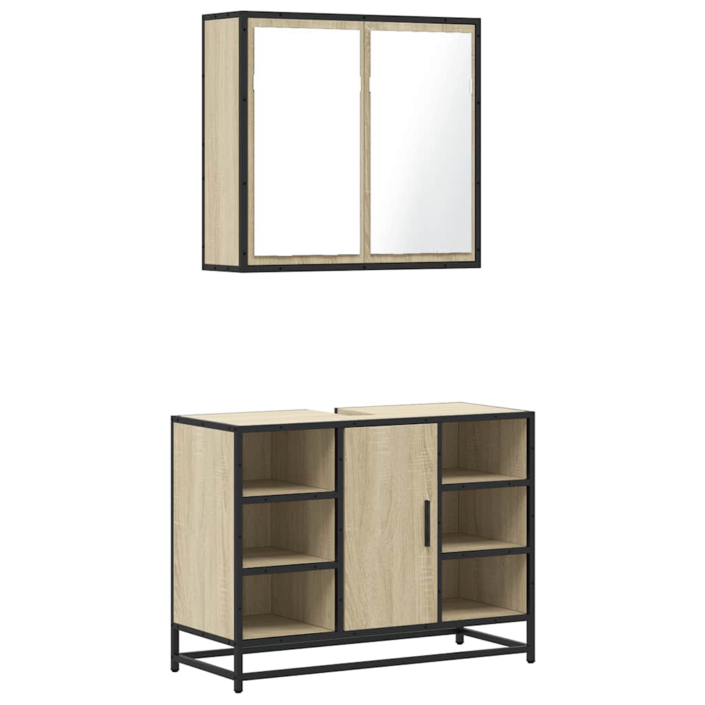 Ensemble de meubles de salle de bain 2 pcs chêne sonoma