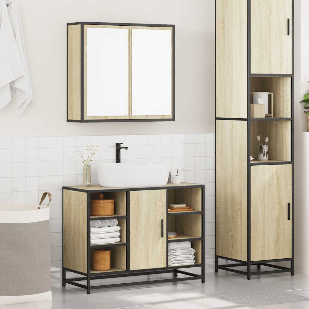 Ensemble de meubles de salle de bain 2 pcs chêne sonoma