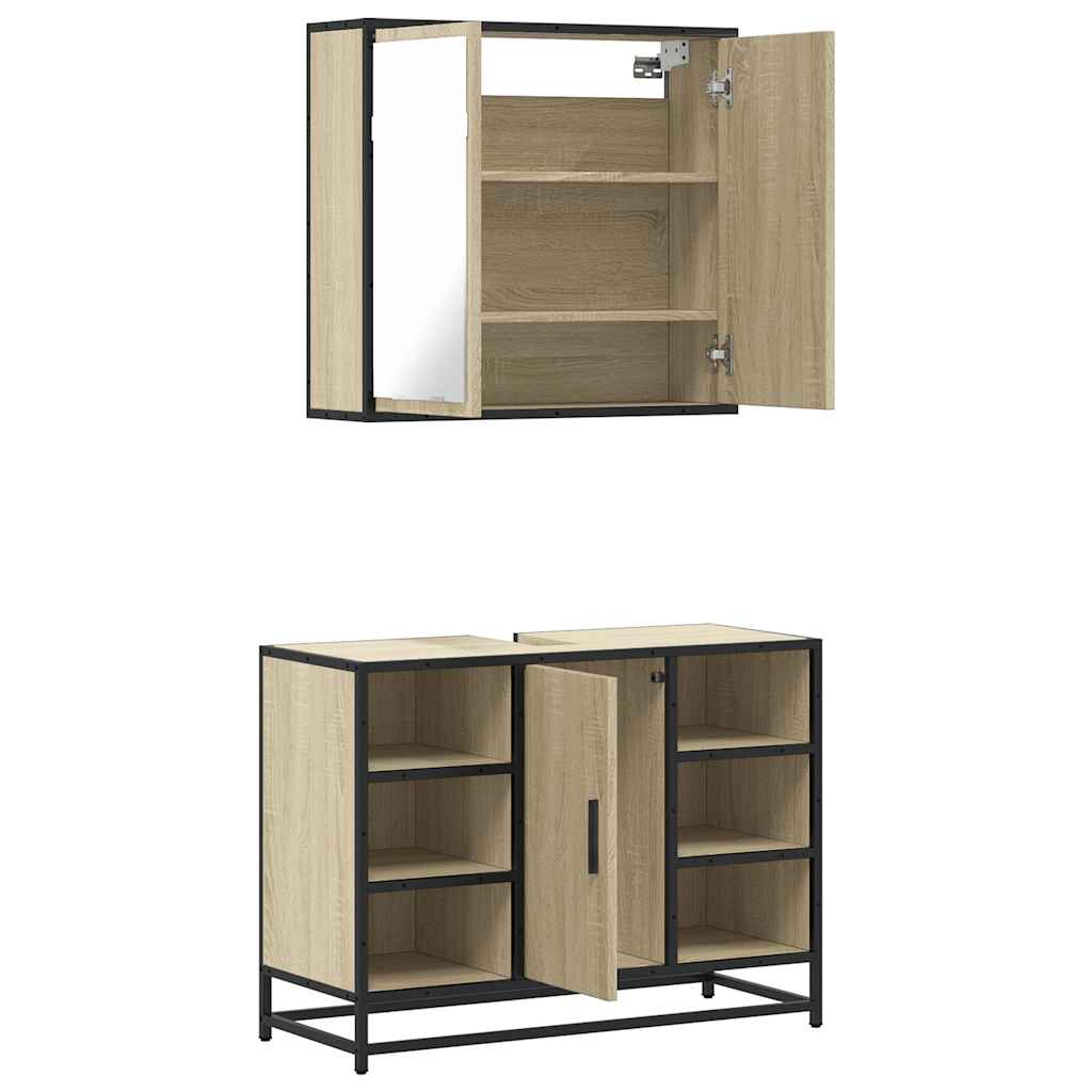 Ensemble de meubles de salle de bain 2 pcs chêne sonoma