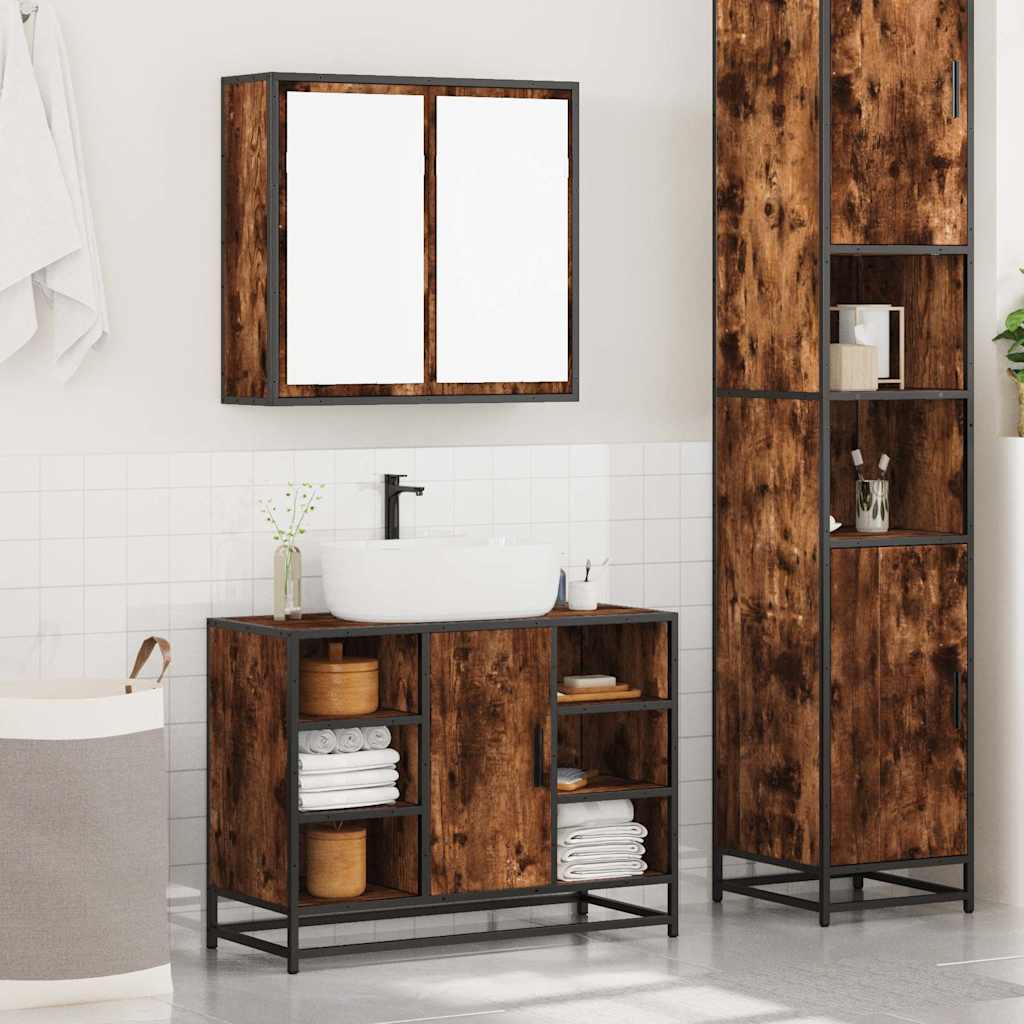 Ensemble de meubles de salle de bain 2 pcs Chêne fumé