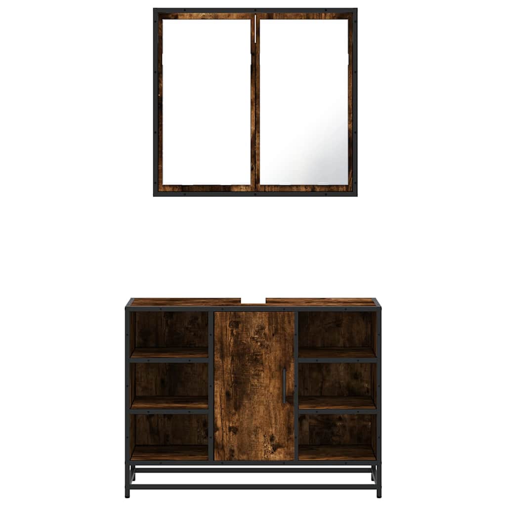 Ensemble de meubles de salle de bain 2 pcs Chêne fumé