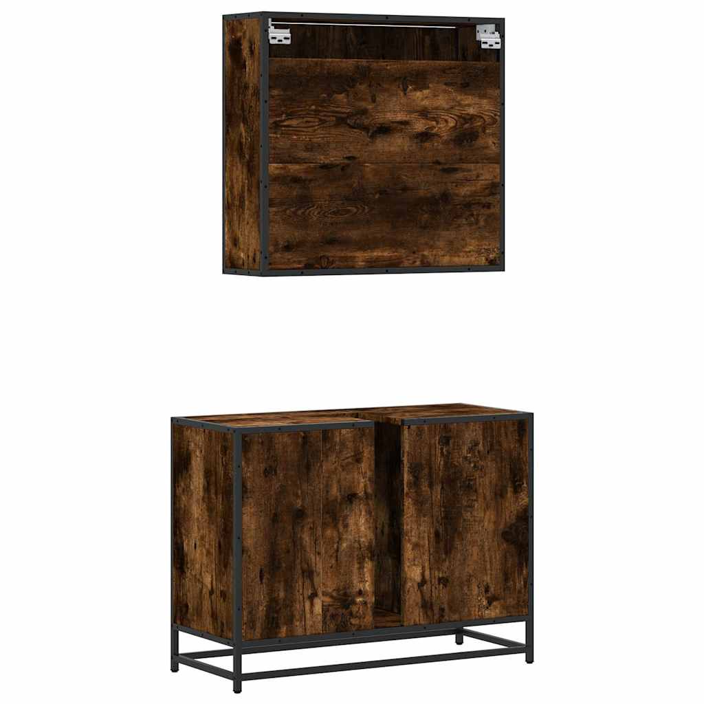 Ensemble de meubles de salle de bain 2 pcs Chêne fumé