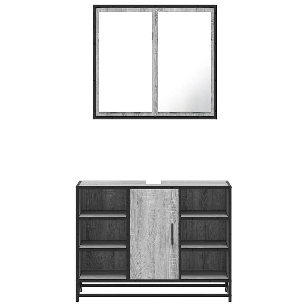 Ensemble de meubles de salle de bain 2 pcs Sonoma gris