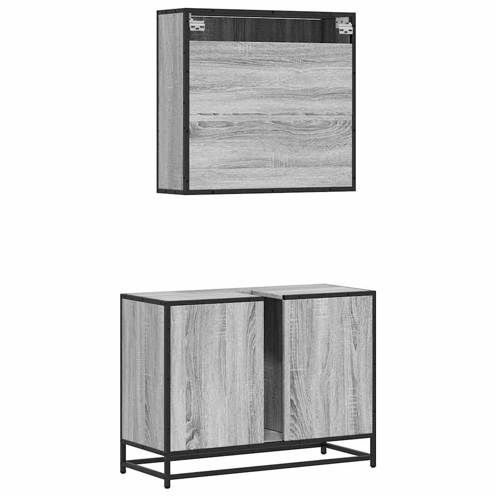 Ensemble de meubles de salle de bain 2 pcs Sonoma gris