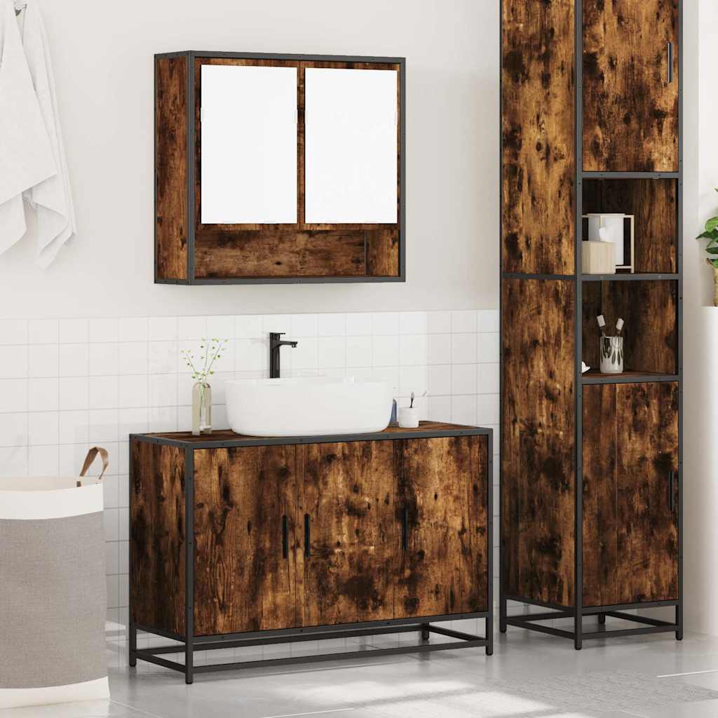 Ensemble de meubles de salle de bain 2 pcs Chêne fumé