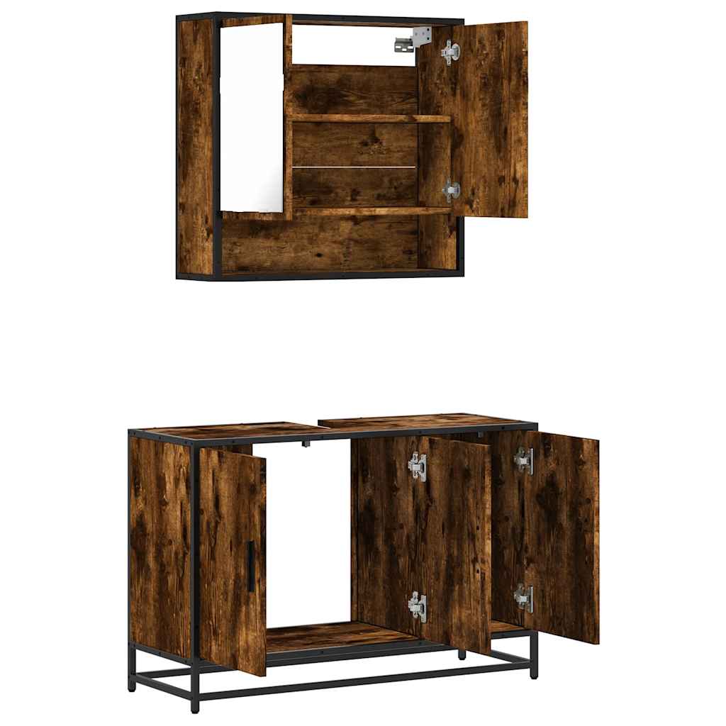 Ensemble de meubles de salle de bain 2 pcs Chêne fumé