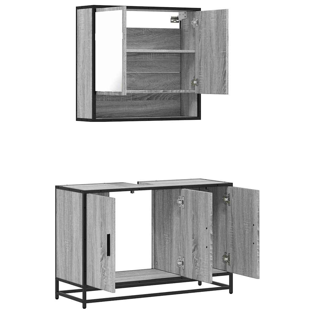 Ensemble de meubles de salle de bain 2 pcs Sonoma gris