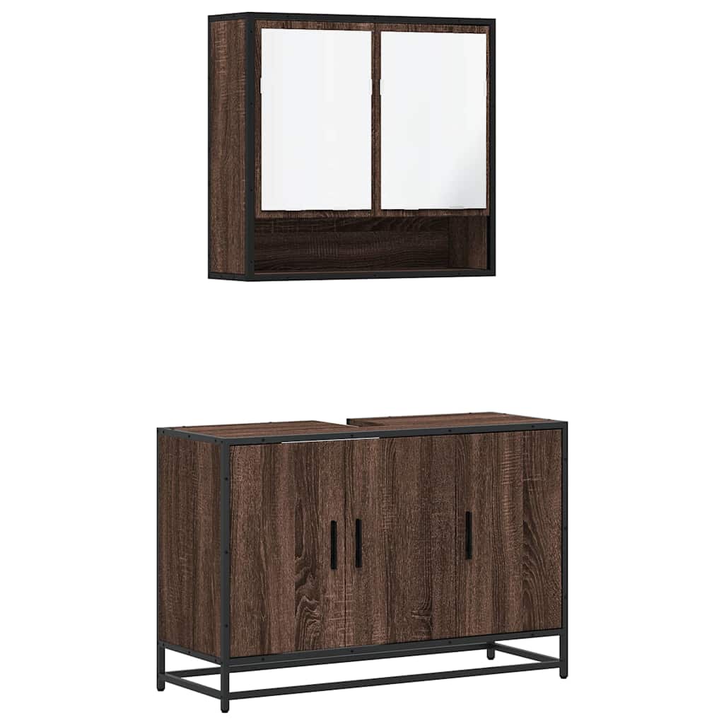 Ensemble de meubles de salle de bain 2 pcs Chêne marron
