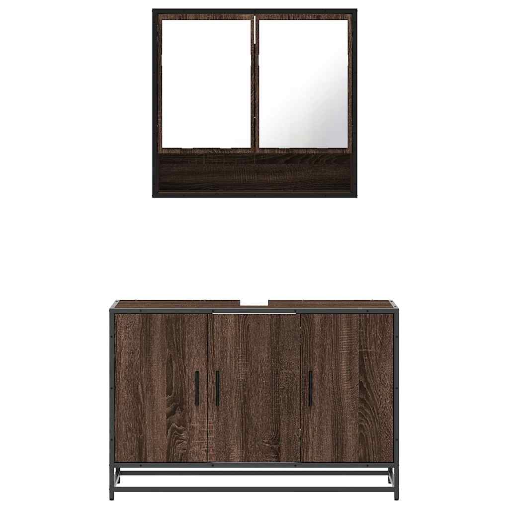 Ensemble de meubles de salle de bain 2 pcs Chêne marron