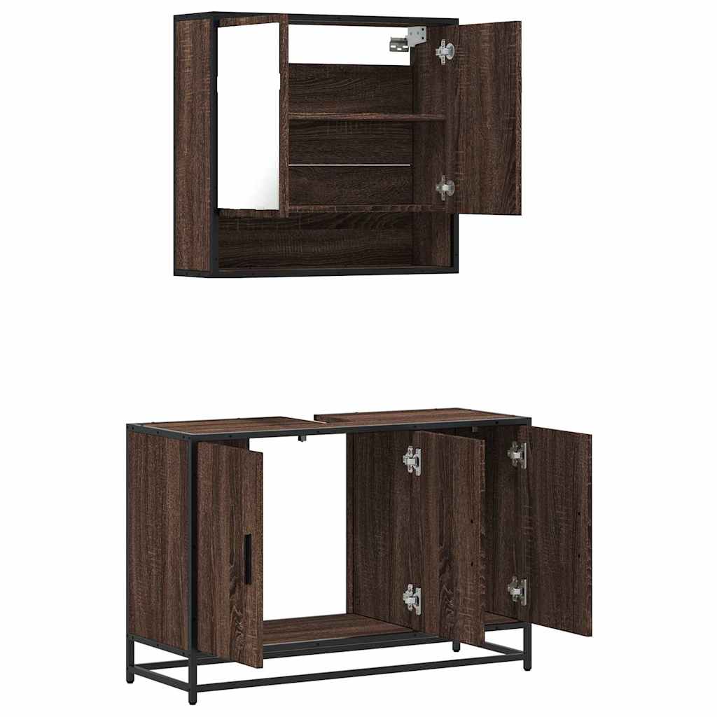 Ensemble de meubles de salle de bain 2 pcs Chêne marron