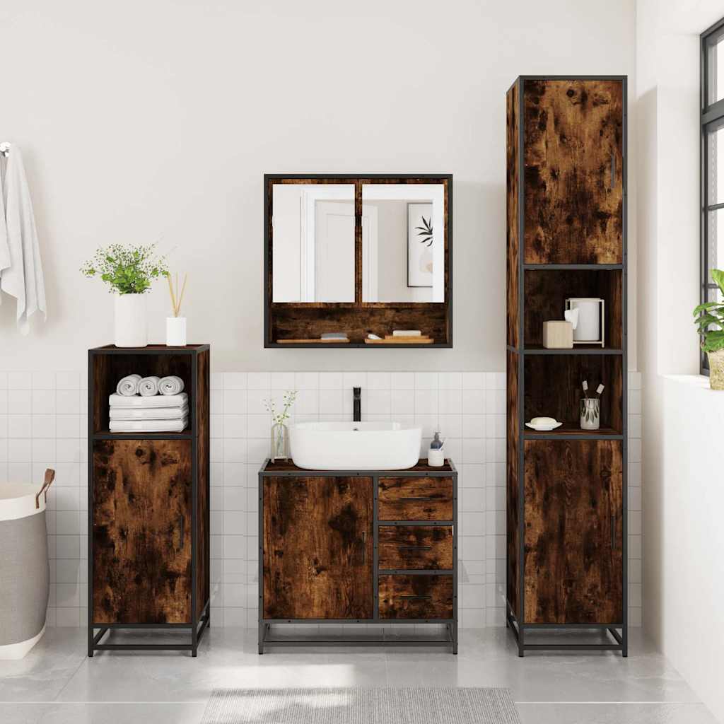 Ensemble de meubles de salle de bain 2 pcs Chêne fumé