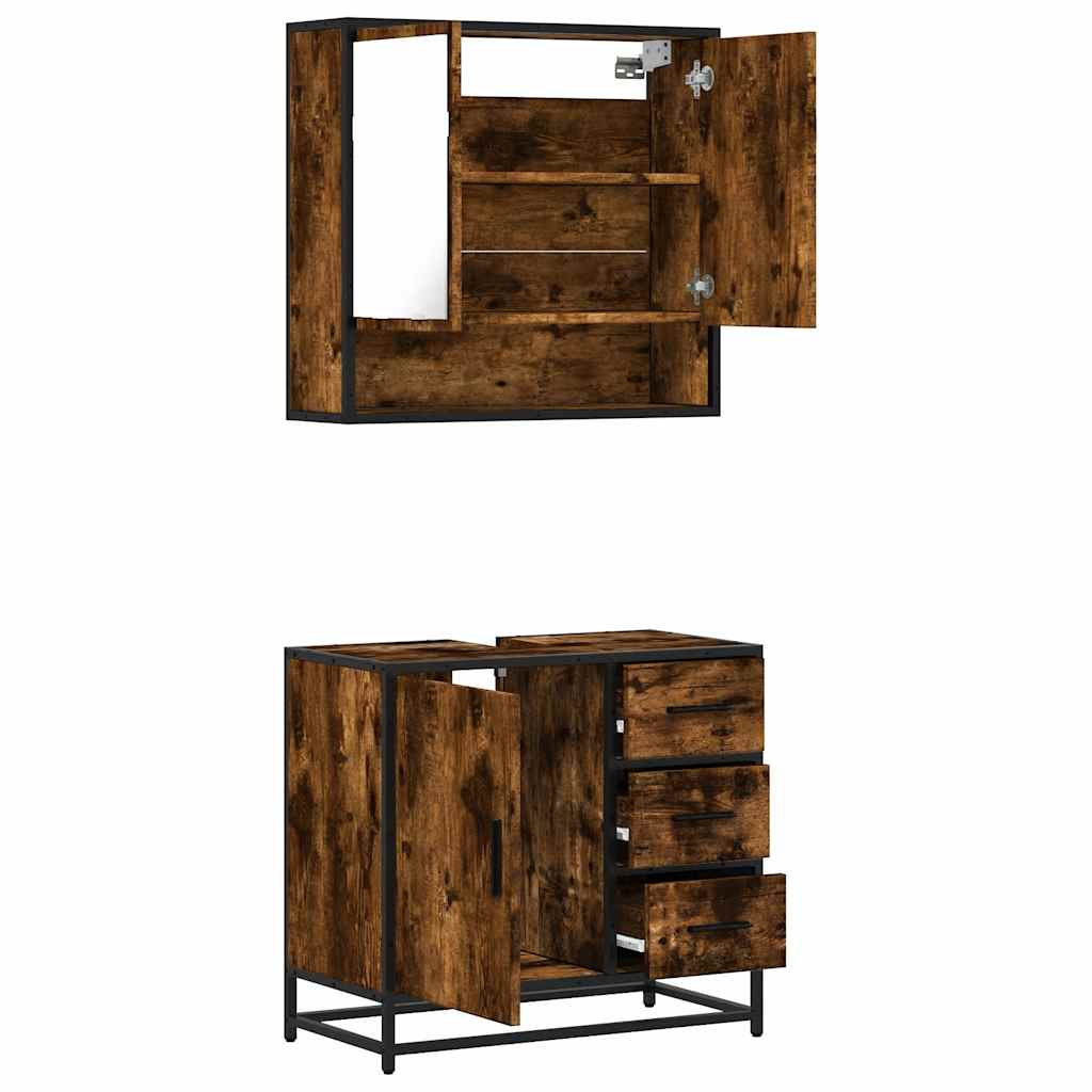 Ensemble de meubles de salle de bain 2 pcs Chêne fumé